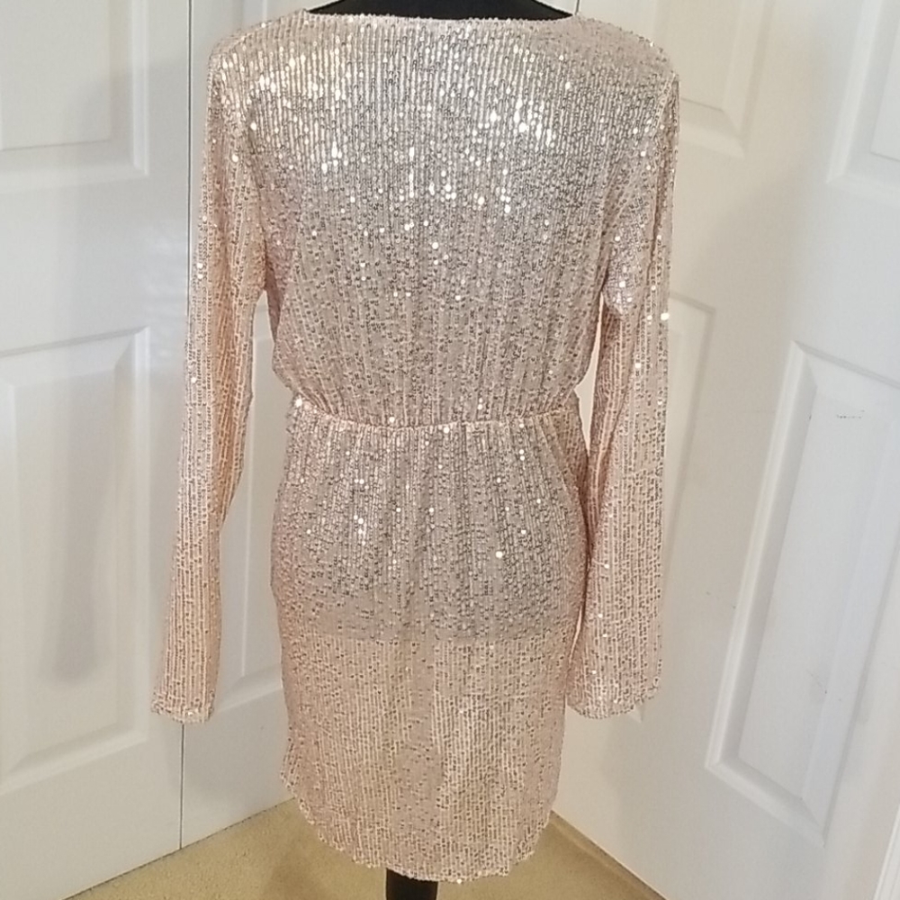 ‼️HP ‼️Rose Gold Sequins Party Club Holiday Dress - Picture 3 of 8